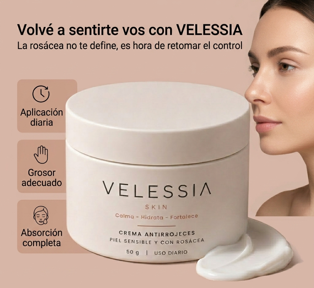 Crema Facial Velessia™ para Piel Sensible y con Tendencia a la Rosácea
