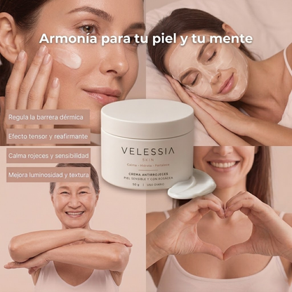 Crema Facial Velessia™ para Piel Sensible y con Tendencia a la Rosácea